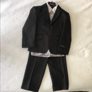 Boys Tazio Black 3 pc Tuxedo w/ White & Grey Shirt